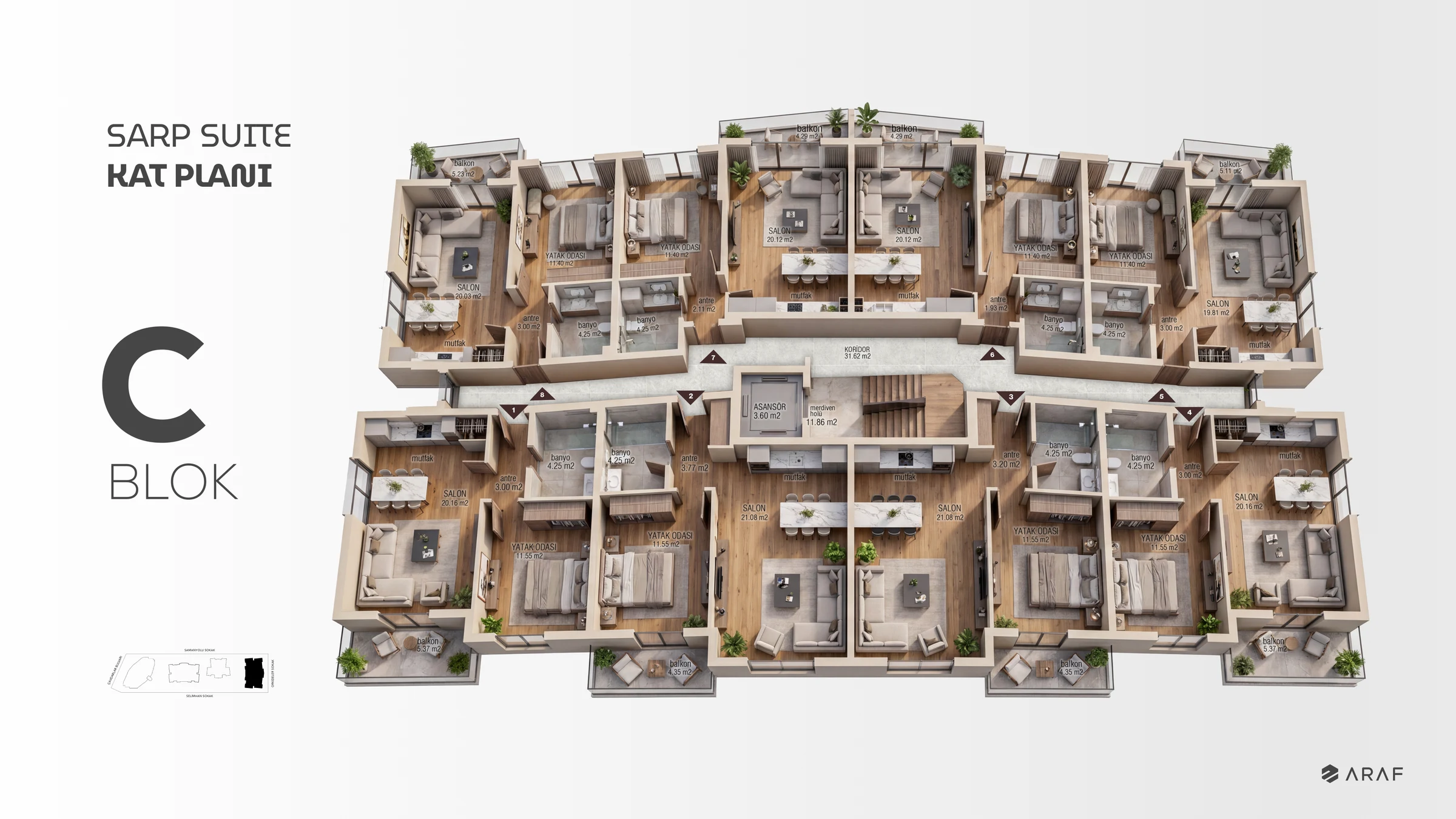 Sarp 120 C Blok kat planı